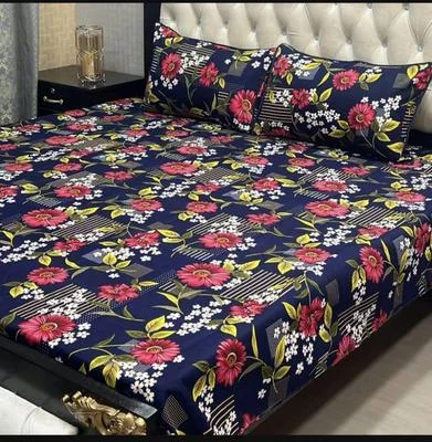 Multicolor Printed Double Bedsheet Set Crystal Cotton Pakistan