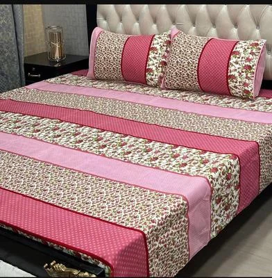 Double Bedsheet Set Crystal Cotton Multicolor Printed 90x97
