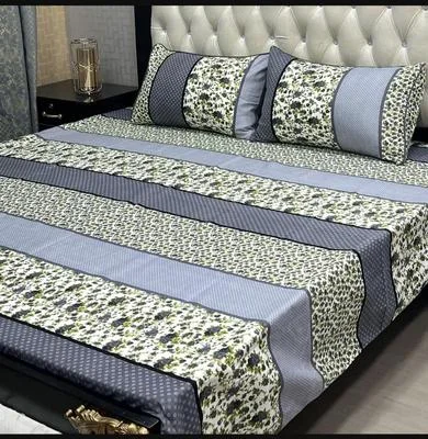Double Bedsheet Set Crystal Cotton Multicolor Printed 90x97"