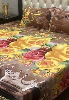 Double Bed Sheet Set Crystal Cotton Multicolor Printed 90x97