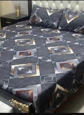 Double Bedset Grey Printed Crystal Cotton 3Pc