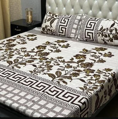 Double Bedsheet Set Crystal Cotton Multicolor Printed 90x97