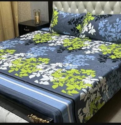 Multicolor Crystal Cotton Double Bedsheet Set 90x97