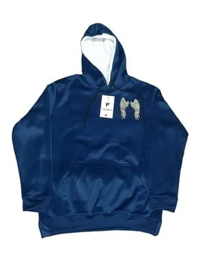 Men Blue Wing Hoodie with Fleece Lining Medium to XL