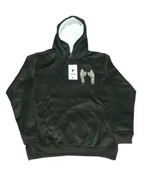 Men's Black Graphic Hoodie with Angel Wing Design