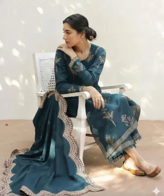 Unstitched Lawn Suit 03Pcs Embroidered Blue thumbnail 3
