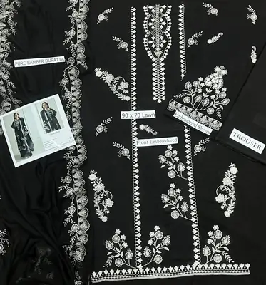 3 Pcs Women's Unstitched Embroidered Suit ALLHAMDULILLAH SUMMER COLLECTION CROOS STITCH thumbnail 3