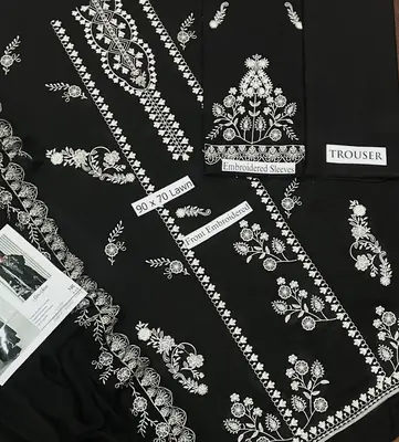 3 Pcs Women's Unstitched Embroidered Suit ALLHAMDULILLAH SUMMER COLLECTION CROOS STITCH thumbnail 4