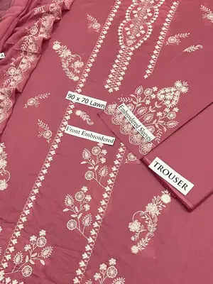 3 Pcs Women's Unstitched Embroidered Suit thumbnail 2