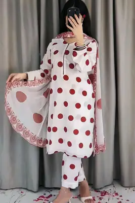 3 Pcs Women's Unstitched Digital Print Suit