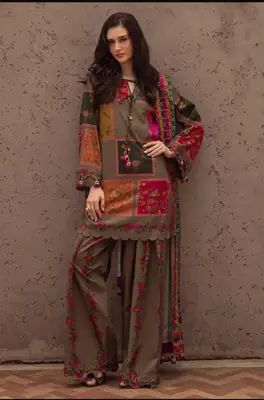 3 Pcs Women's Unstitched Digital Print Suit