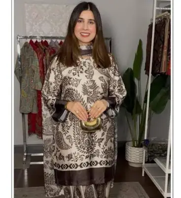 3 Pcs Women's Unstitched Digital Print Suit
