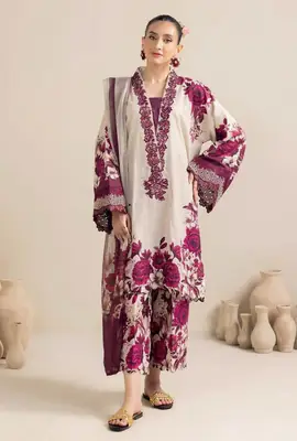 3 Pcs Women's Unstitched Digital Print Suit