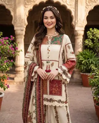 3 Pcs Women's Unstitched Digital Print Suit