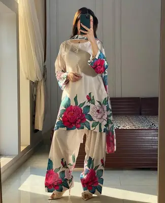 3 Pcs Women's Unstitched Digital Print Suit
