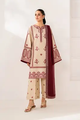 3 Pcs Women's Unstitched Embroidered Suit