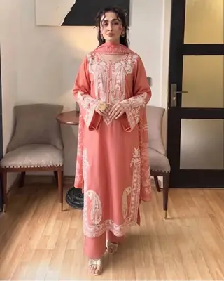 3 Pcs Women's Unstitched Embroidered Suit