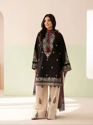 3 Pcs Women's Unstitched Embroidered Suit