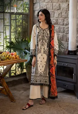 3 Pcs Women's Unstitched Embroidered Suit