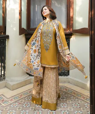 3 Pcs Women's Unstitched Embroidered Suit