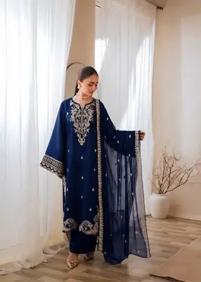 3 Pcs Women's Unstitched Embroidered Suit