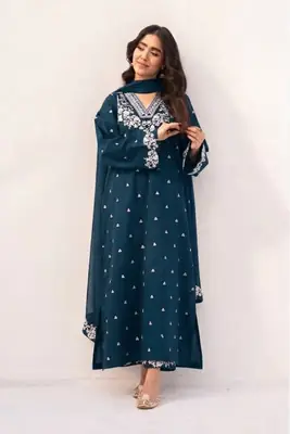 3 Pcs Women's Unstitched Embroidered Suit