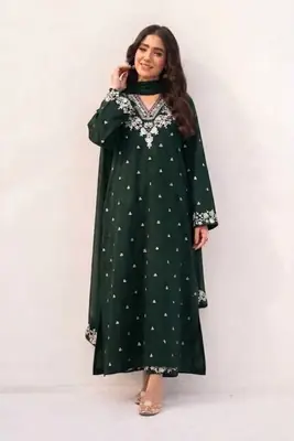 3 Pcs Women's Unstitched Embroidered Suit