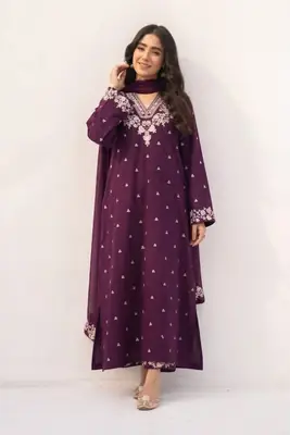3 Pcs Women's Unstitched Embroidered Suit