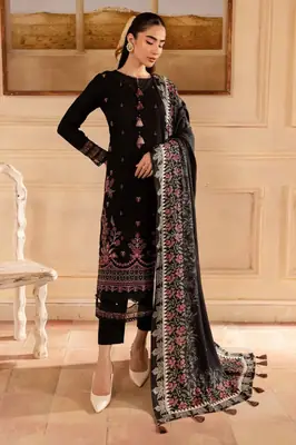 3 Pcs Women's Unstitched Embroidered Suit