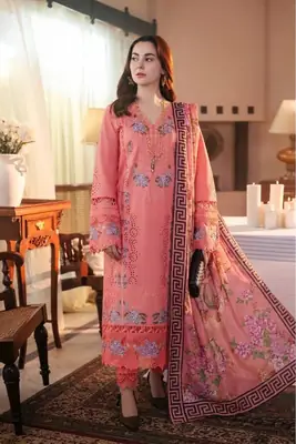 3 Pcs Women's Unstitched Embroidered Suit