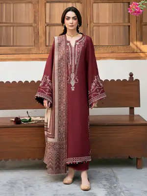 3 Pcs Women's Unstitched Embroidered Suit