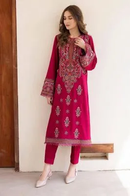 2 Pcs Women's Unstitched Embroidered Suit thumbnail 3