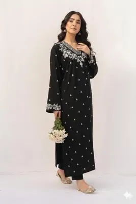 Black Embroidered Lawn Suit for Women Wedding Party Wear thumbnail 2