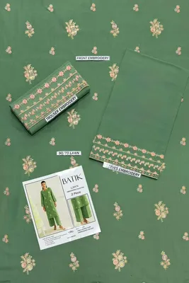 Green Embroidered Lawn 2Pcs Shirt Trouser Set thumbnail 2
