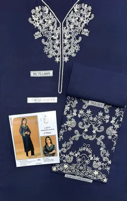 Blue Embroidered Lawn 2-Piece Suit Set for Women thumbnail 4