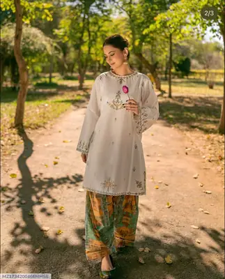 2 Pcs Women's Unstitched Embroidered Suit