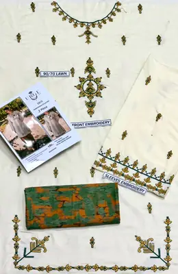 2 Pcs Women's Unstitched Embroidered Suit thumbnail 3