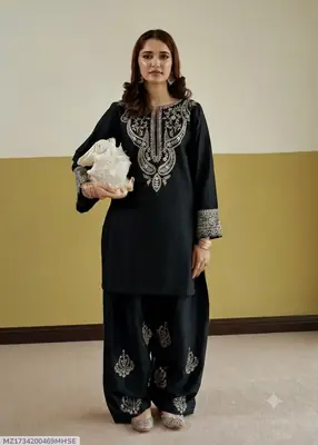 2 Pcs Women's Unstitched Embroidered Suit