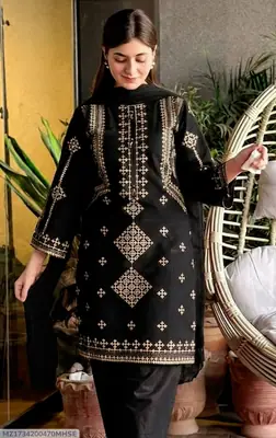 2 Pcs Women's Unstitched Embroidered Suit