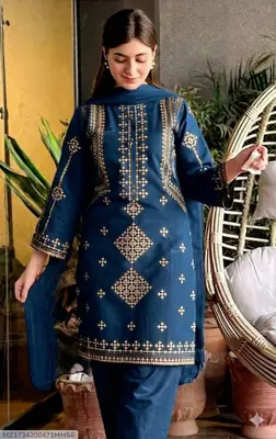 2 Pcs Women's Unstitched Embroidered Suit