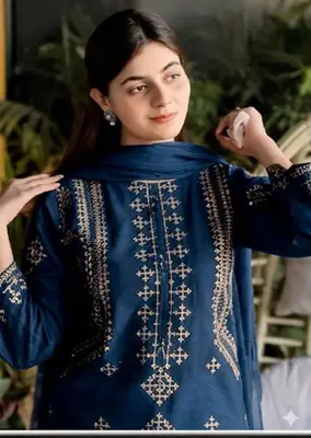 2 Pcs Women's Unstitched Embroidered Suit thumbnail 2