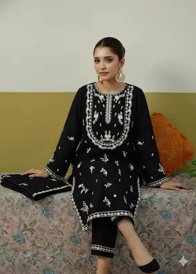 2 Pcs Women's Unstitched Embroidered Suit thumbnail 2