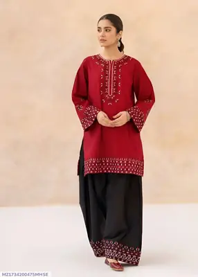 2 Pcs Women's Unstitched Embroidered Suit