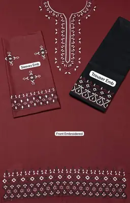 2 Pcs Women's Unstitched Embroidered Suit thumbnail 4