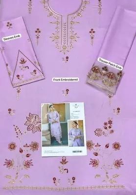2 Pcs Women's Unstitched Embroidered Suit thumbnail 4