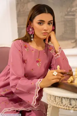 2 Pcs Women's Unstitched Embroidered Suit