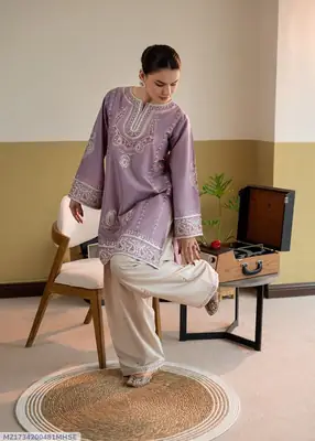 2 Pcs Women's Unstitched Embroidered Suit