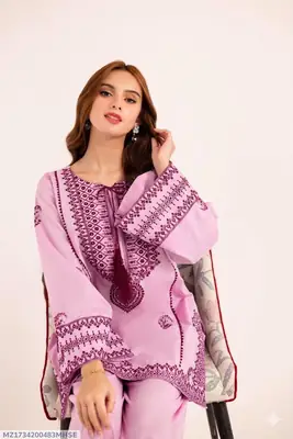 2 Pcs Women's Unstitched Embroidered Suit