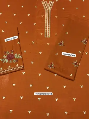 2 Pcs Women's Unstitched Embroidered Suit thumbnail 3