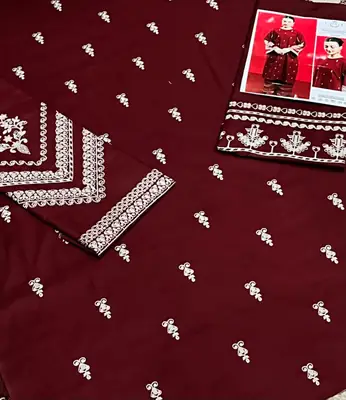 2 Pcs Women's Unstitched Embroidered Suit thumbnail 2